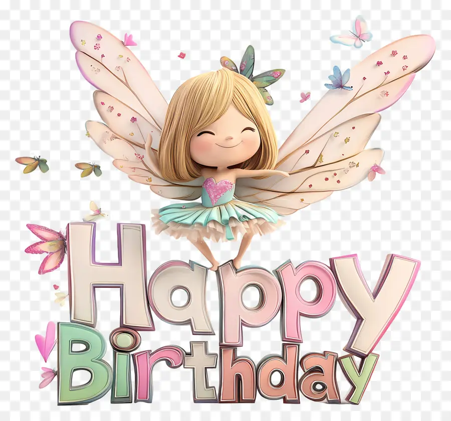 สุขสันต์วันเกิด，Fairy With Happy Birthday Sign PNG