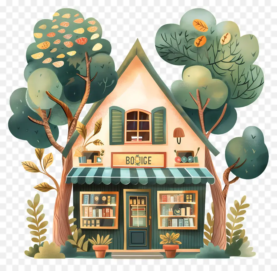 ร้านหนังสือ，บ้าน Doodle น่ารัก PNG