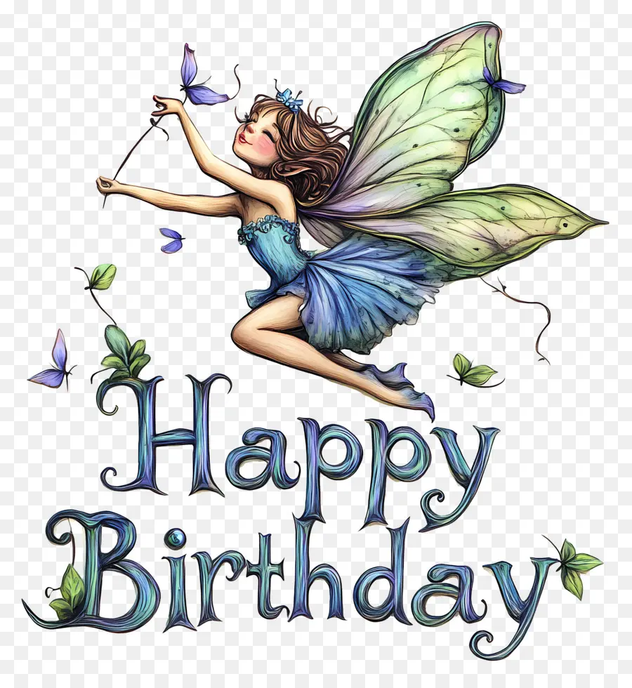 สุขสันต์วันเกิด，Fairy With Happy Birthday Sign PNG