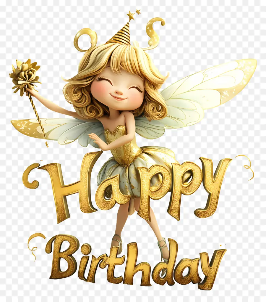 สุขสันต์วันเกิด，Fairy With Happy Birthday Sign PNG