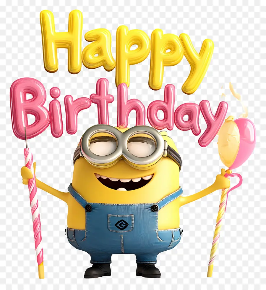 สุขสันต์วันเกิด，Minion พร้อมป้ายสุขสันต์วันเกิด PNG