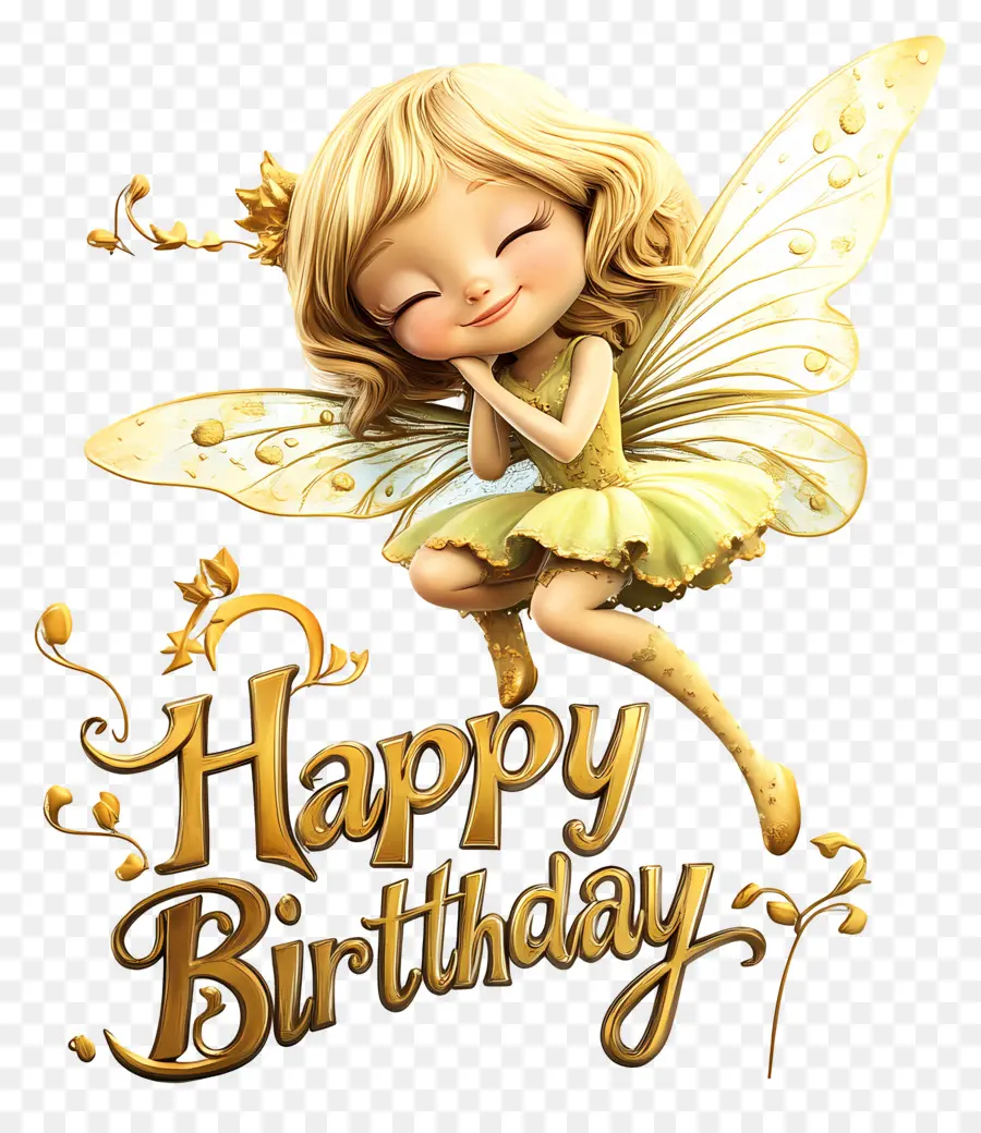 สุขสันต์วันเกิด，Fairy With Happy Birthday Sign PNG