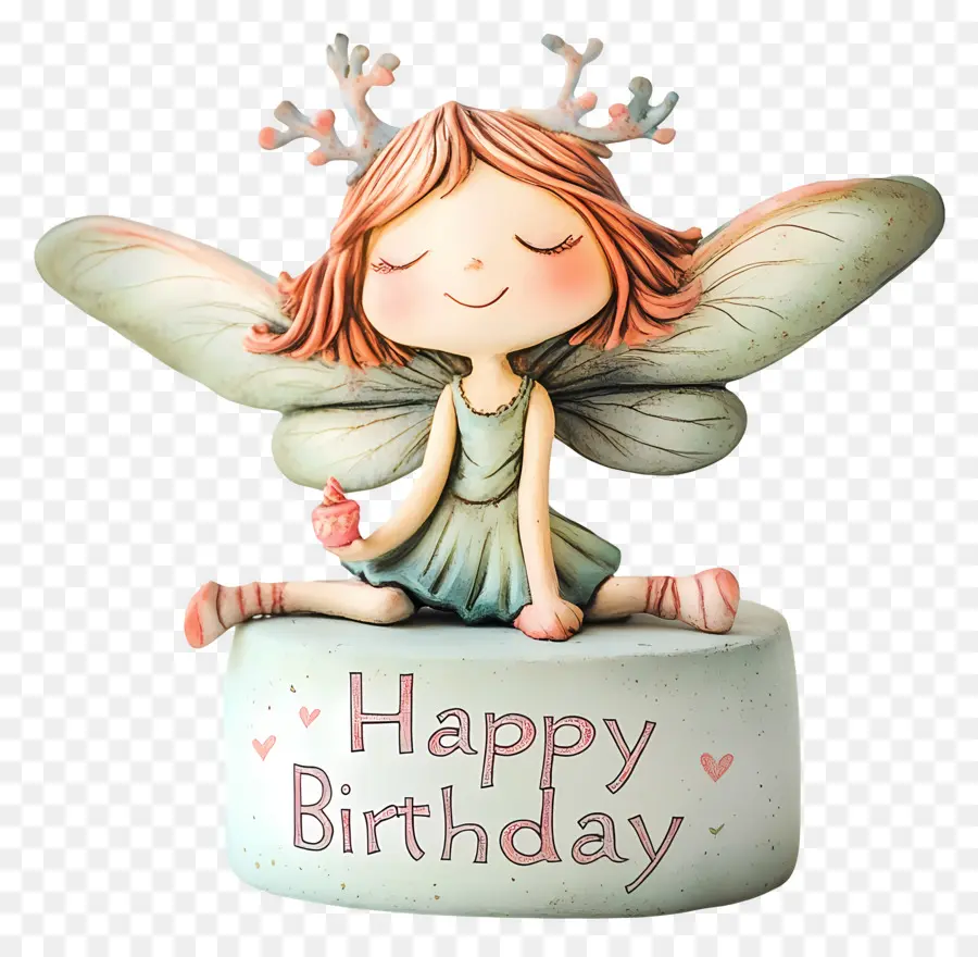 สุขสันต์วันเกิด，Fairy With Happy Birthday Sign PNG