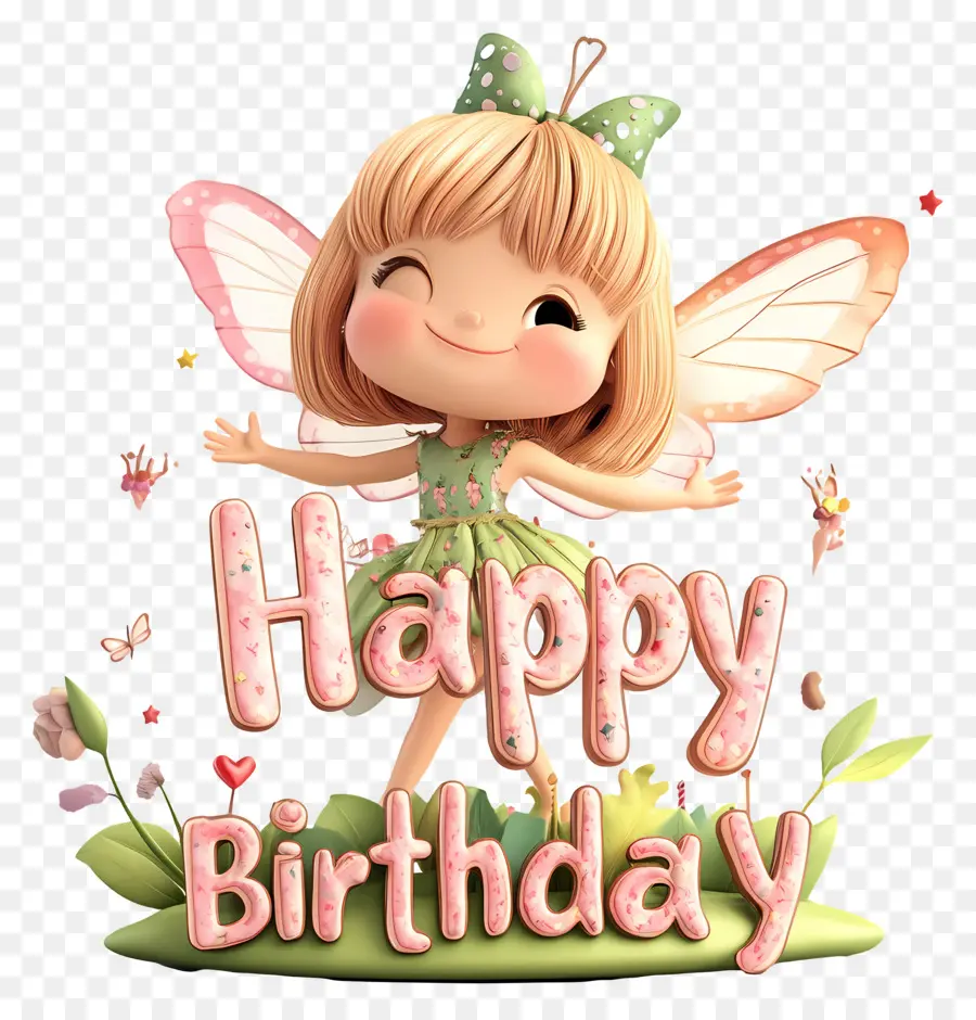 สุขสันต์วันเกิด，Fairy With Happy Birthday Sign PNG