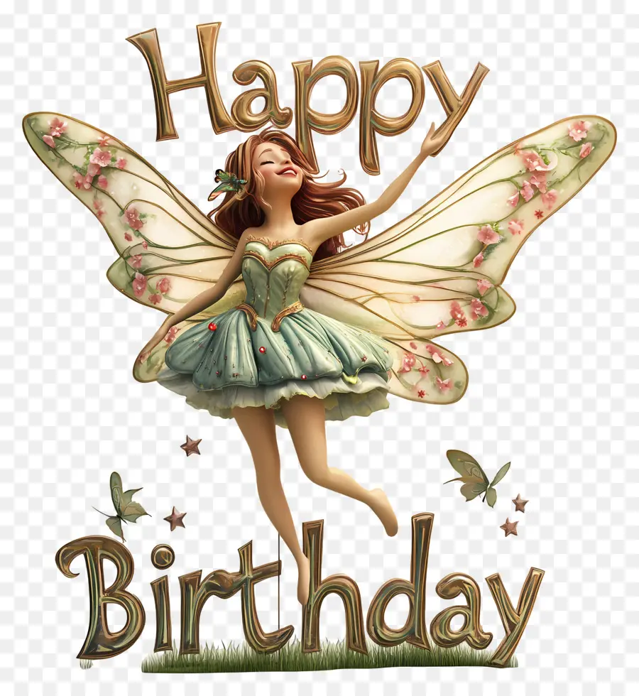 สุขสันต์วันเกิด，Fairy With Happy Birthday Sign PNG