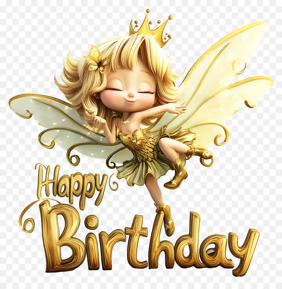 สุขสันต์วันเกิด，Fairy With Happy Birthday Sign PNG