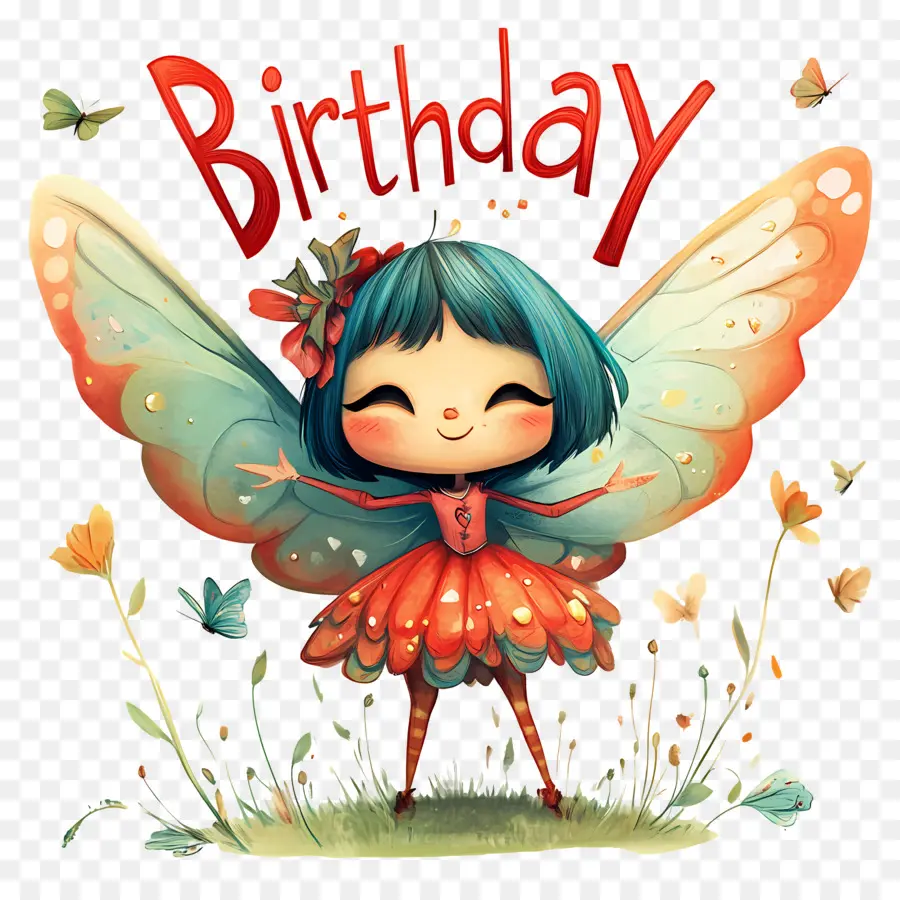 สุขสันต์วันเกิด，Fairy With Happy Birthday Sign PNG