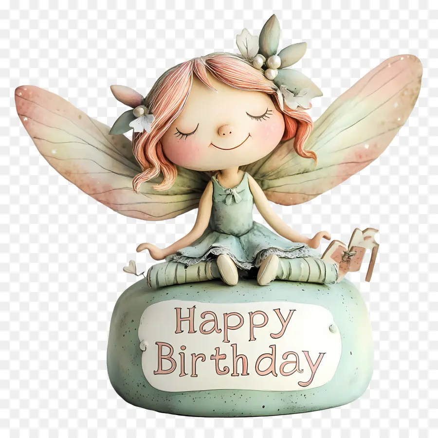 สุขสันต์วันเกิด，Fairy With Happy Birthday Sign PNG