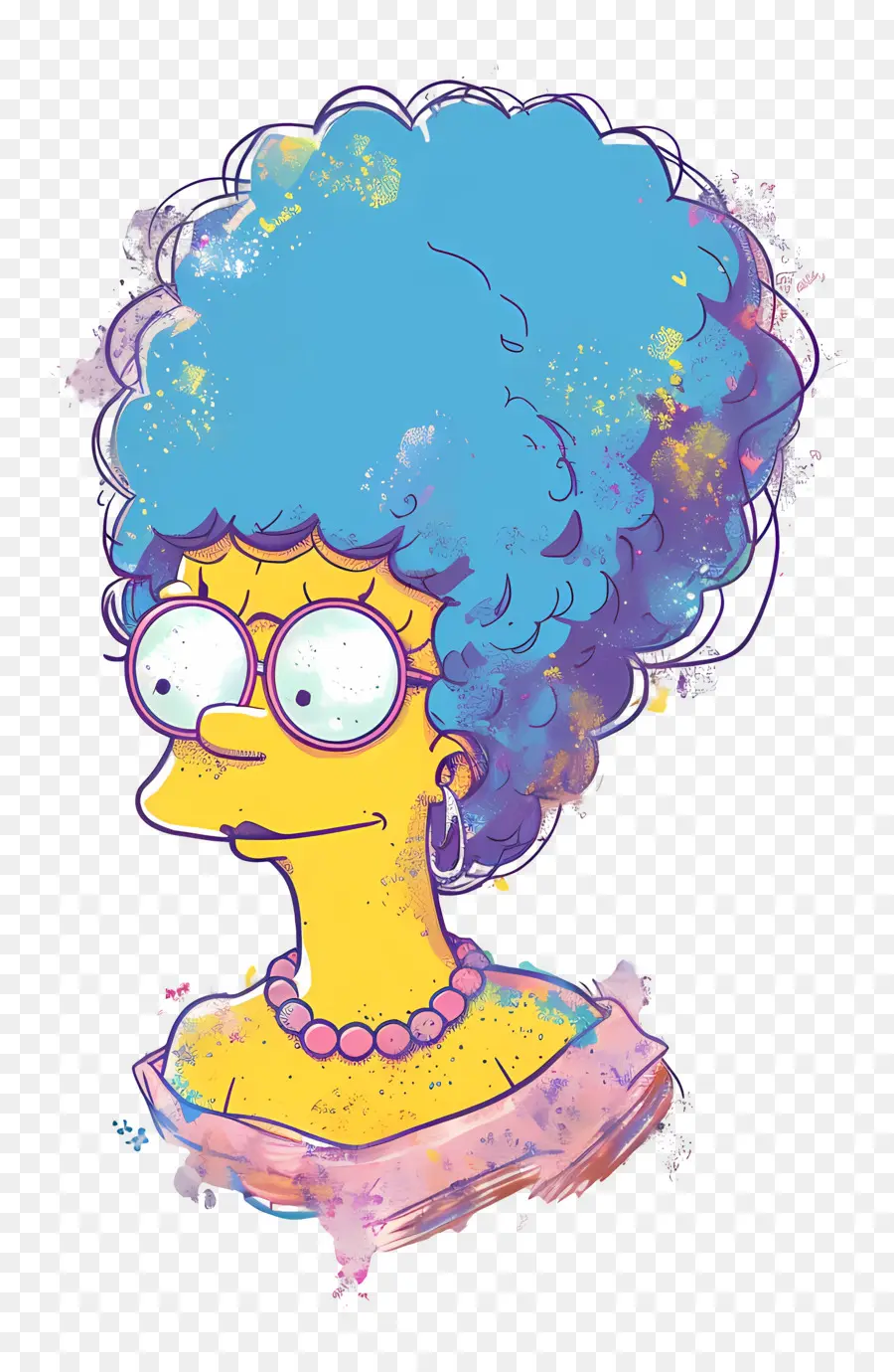 Marge Simpson，ตัวละครผมสีฟ้าพร้อมแว่นตา PNG