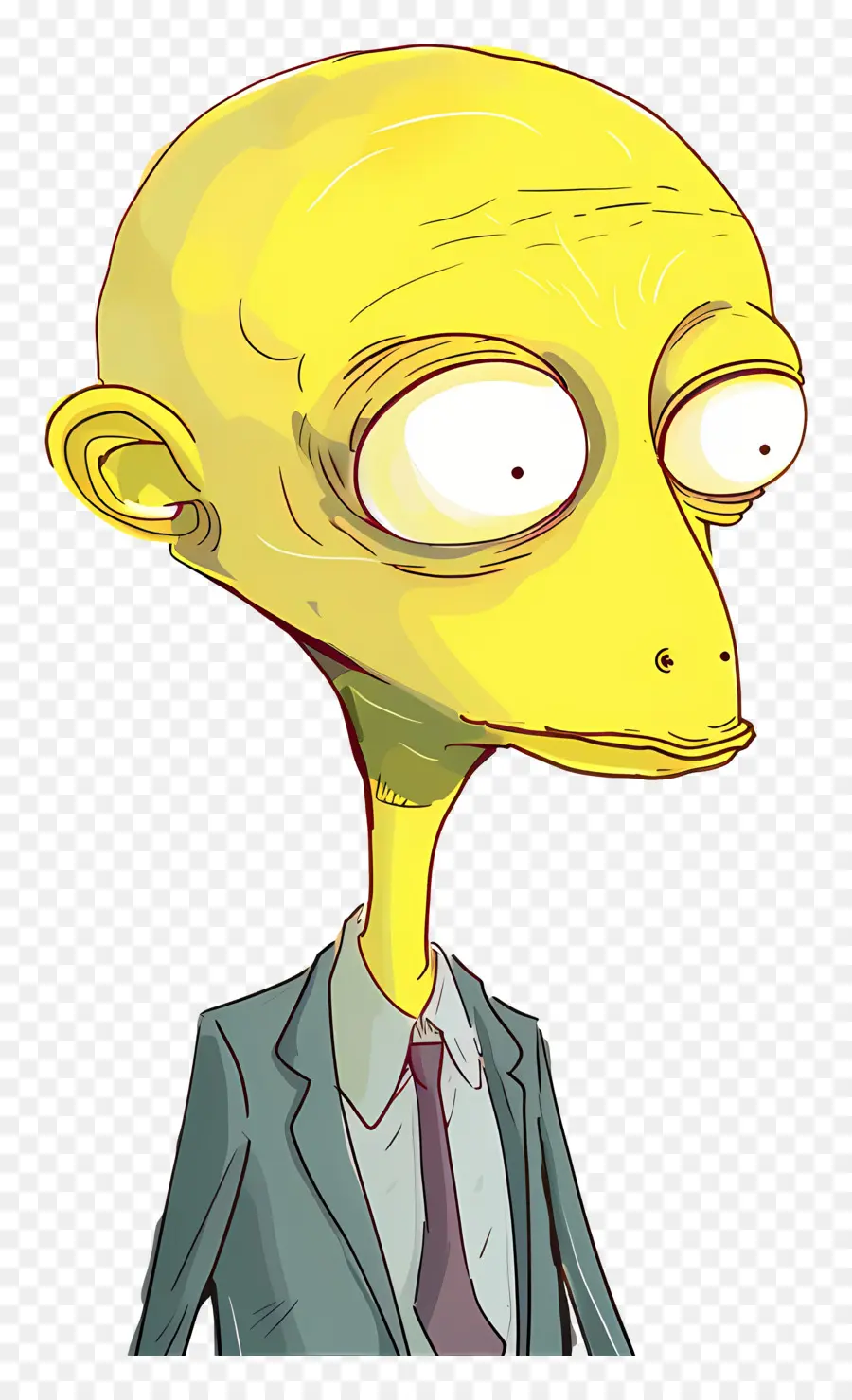 Mr Burns，ตัวละครมนุษย์ต่างดาวสีเหลืองในชุดสูท PNG