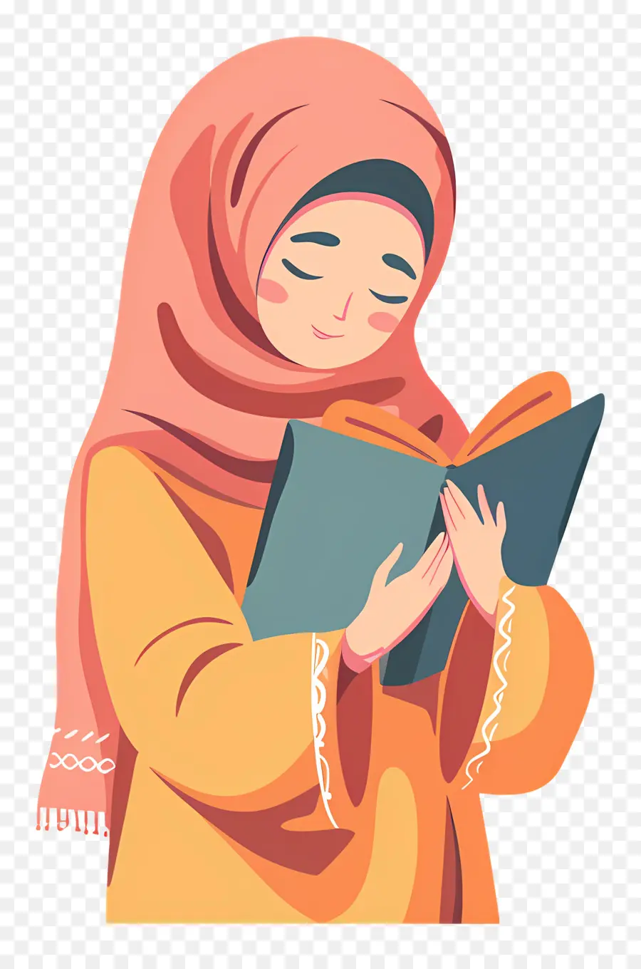 Hijab Girl Holding Book，หนังสืออ่านหนังสือหญิง PNG