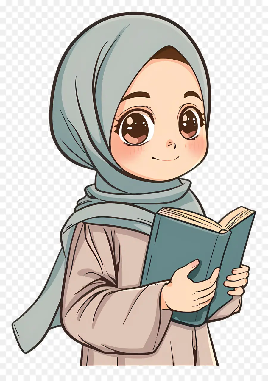 Hijab Girl Holding Book，หนังสืออ่านหนังสือหญิงสาว PNG