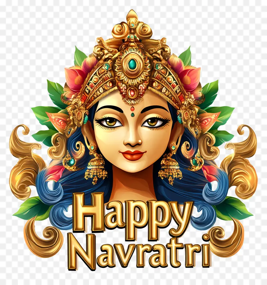 Happy Navratri，หน้าเทพธิดา PNG