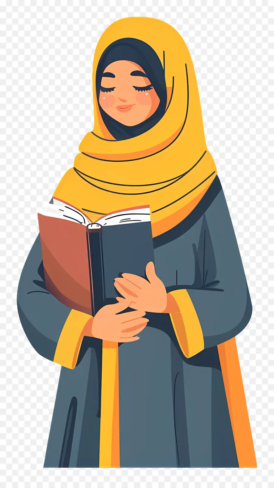 Hijab Girl Holding Book，หนังสืออ่านหนังสือหญิง PNG