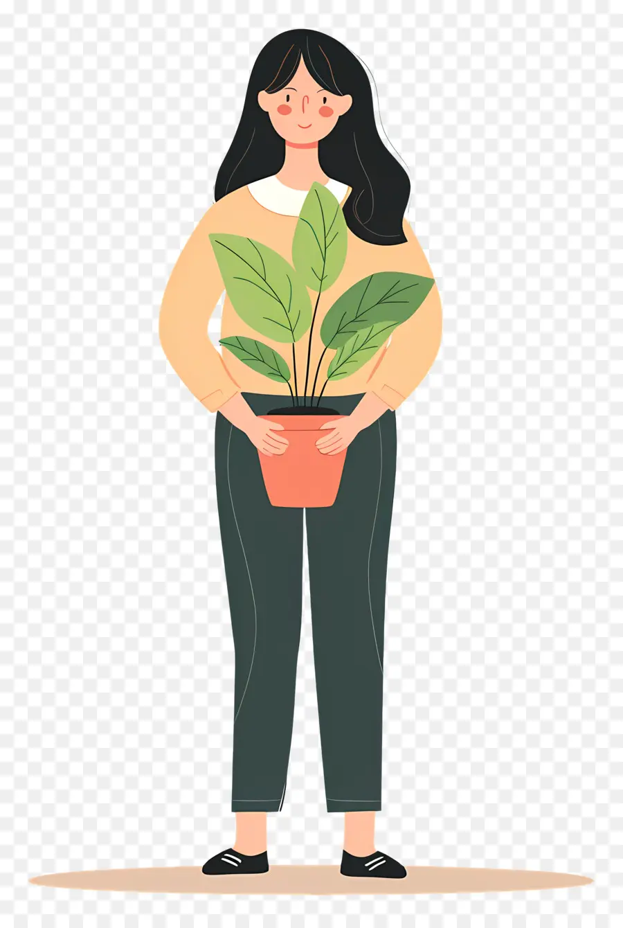 หญิงสาวถือ Houseplant，หญิงสาวถือพืช PNG