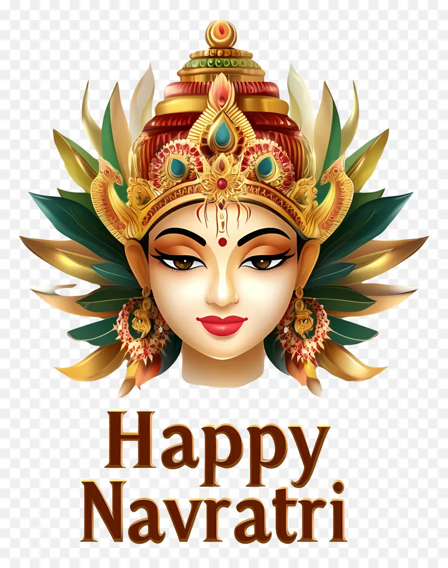 Happy Navratri，หน้าเทพธิดา PNG