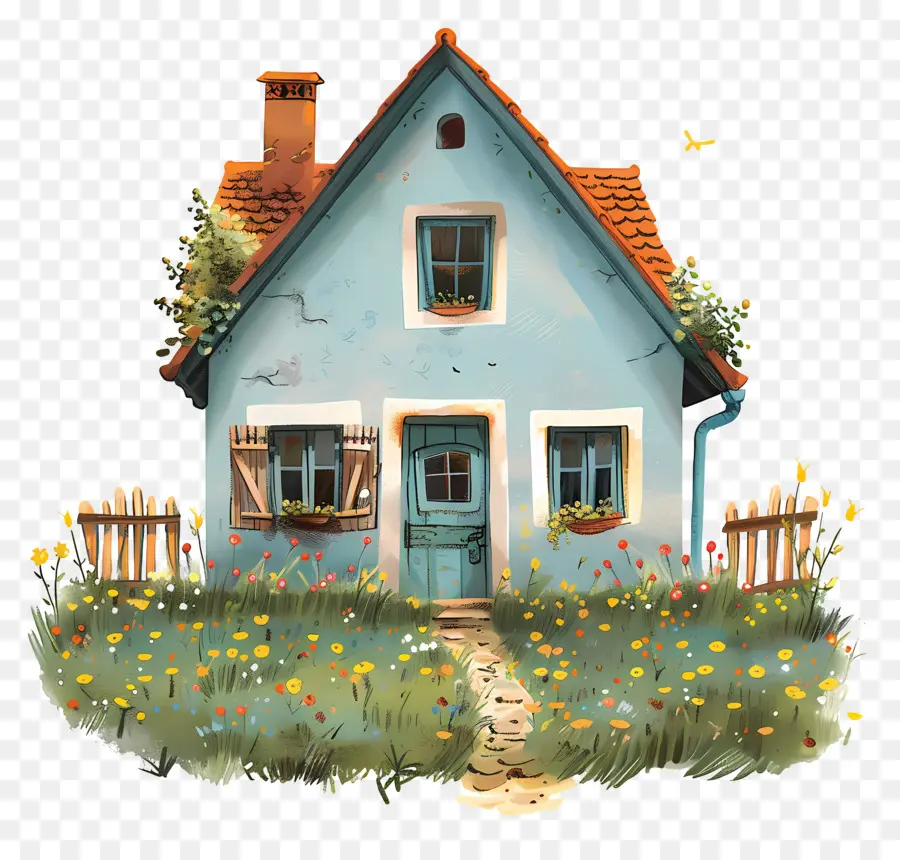 บ้านในชนบท，Doodle House น่ารัก PNG