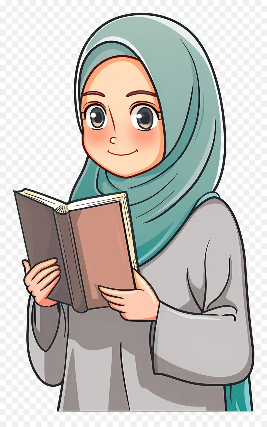 Hijab Girl Holding Book，หนังสืออ่านหนังสือหญิงสาว PNG