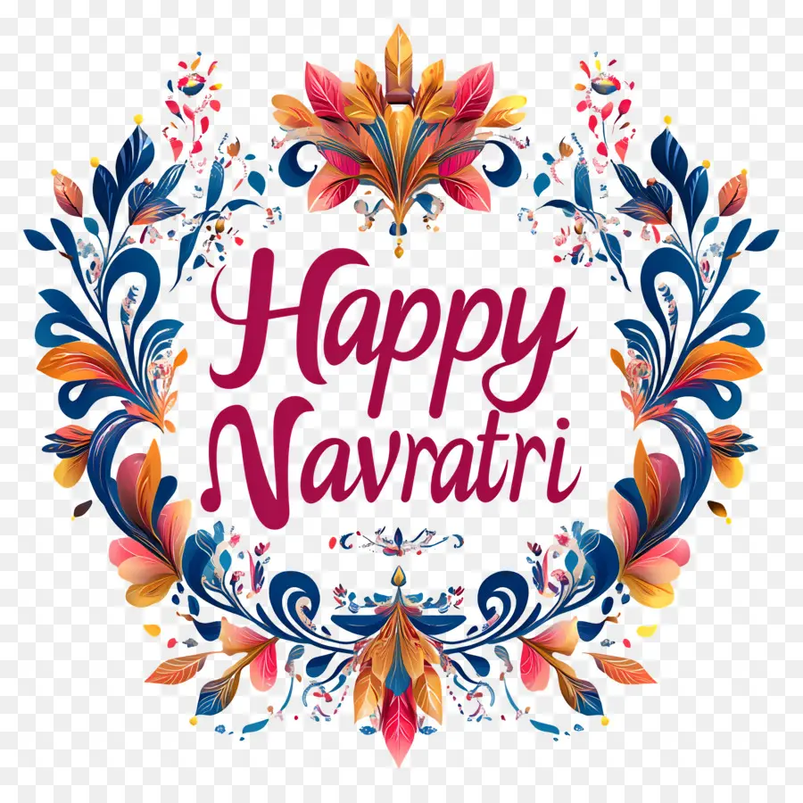 Happy Navratri，การออกแบบดอกไม้ Navratri PNG