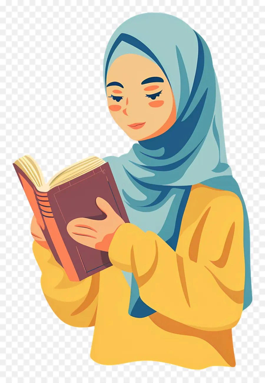 Hijab Girl Holding Book，หนังสืออ่านหนังสือหญิง PNG