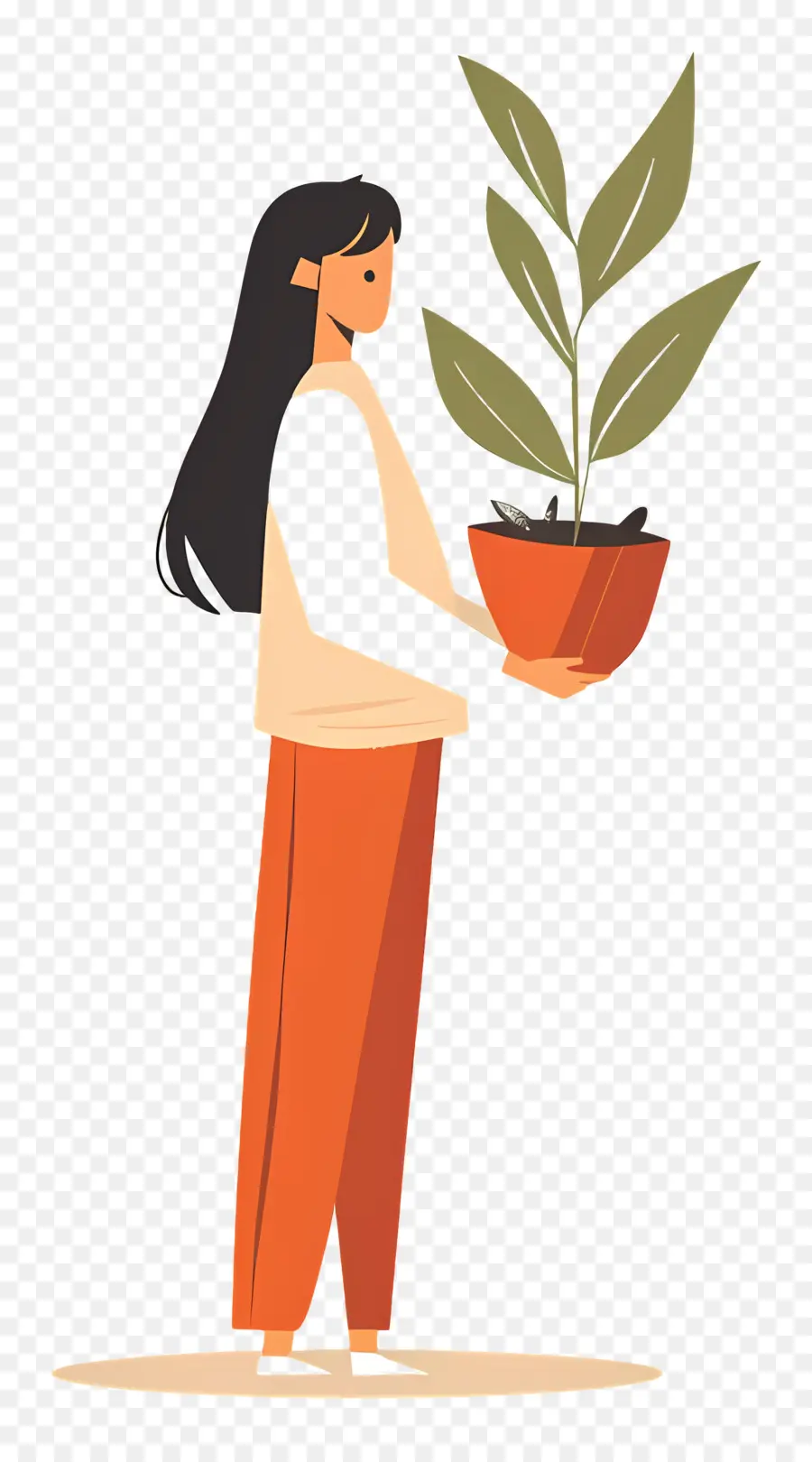 หญิงสาวถือ Houseplant，ผู้หญิงที่มีพืช PNG