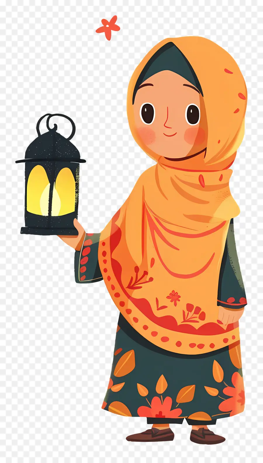 Hijab Girl Holding Lantern，หญิงสาวกับโคมไฟ PNG