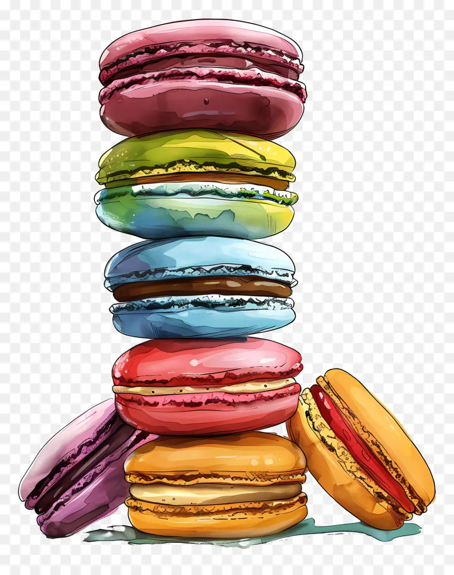 สแต็คของ Macarons，Macarons สีสันสดใส PNG