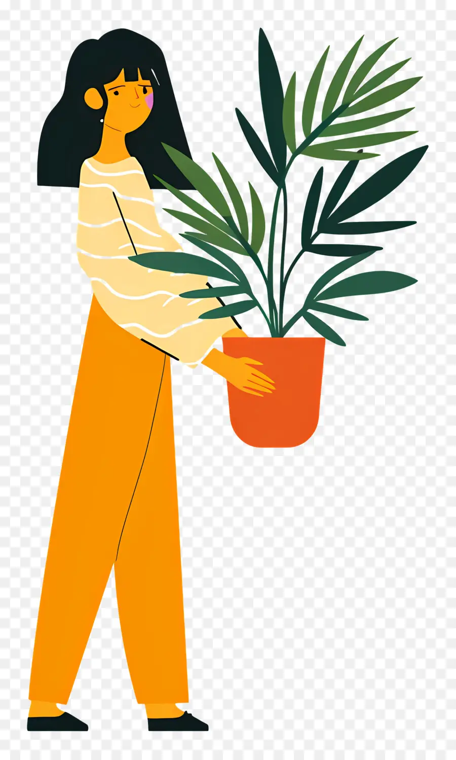 หญิงสาวถือ Houseplant，ผู้หญิงถือพืช PNG