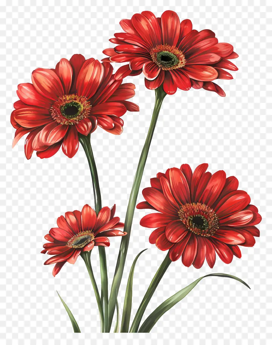 ดอกไม้ Gerberas，ดอกไม้สีแดง PNG