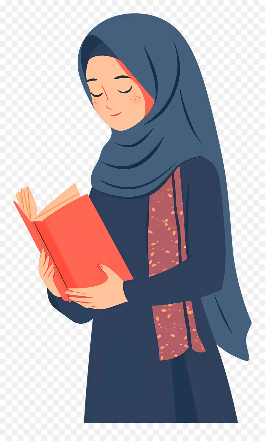 Hijab Girl Holding Book，หนังสืออ่านหนังสือหญิง PNG