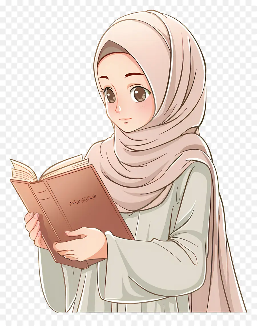 Hijab Girl Holding Book，หนังสืออ่านหนังสือหญิงสาว PNG