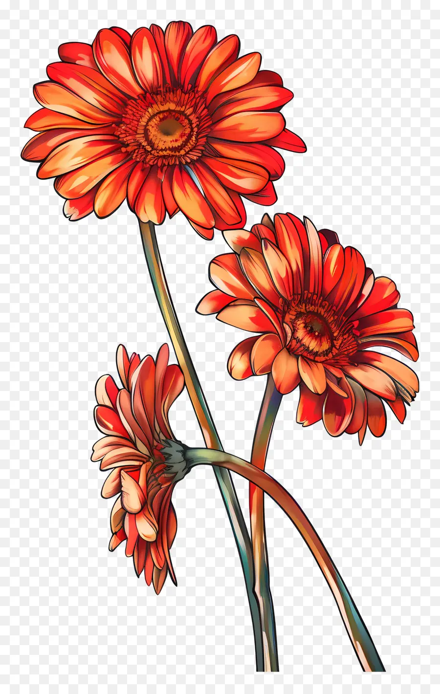 ดอกไม้ Gerberas，ดอกไม้สีส้ม PNG