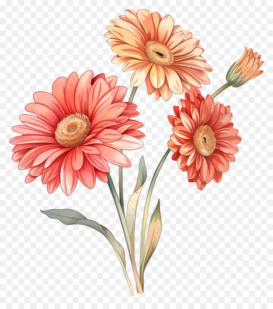 ดอกไม้ Gerberas，ดอกไม้สีแดง PNG