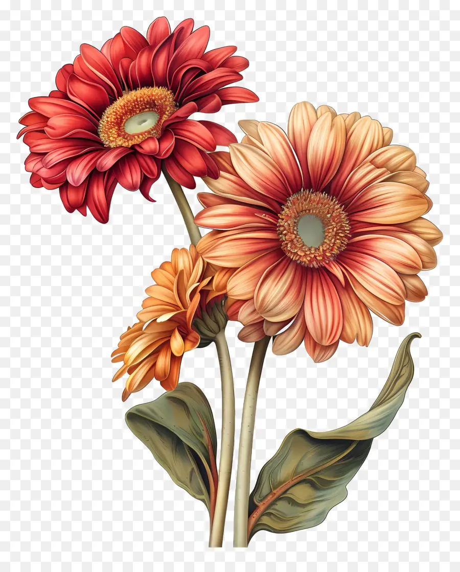 ดอกไม้ Gerberas，ดอกไม้สีแดง PNG