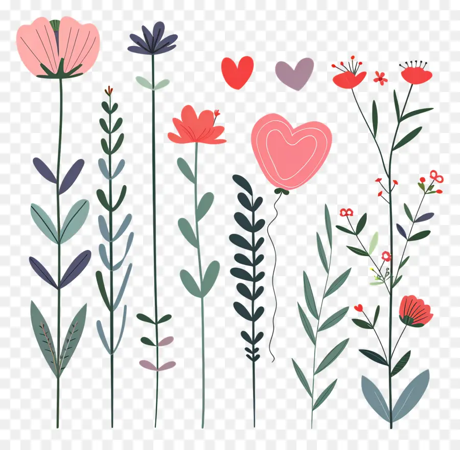 ดอกไม้และพืช，Doodle Flowers PNG