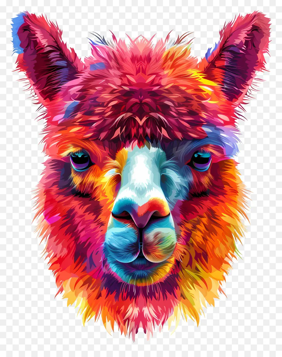 ใบหน้าของอัลปากา，Llama สีสันสดใส PNG