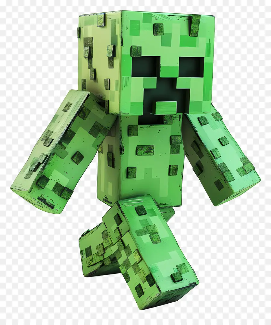 Minecraft Creeper，อักขระบล็อกสีเขียว PNG