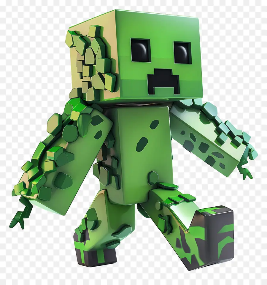 Minecraft Creeper，อักขระบล็อกสีเขียว PNG