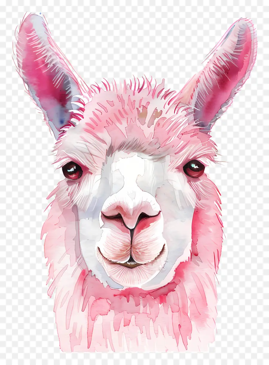 ใบหน้าของอัลปากา，Llama สีชมพู PNG