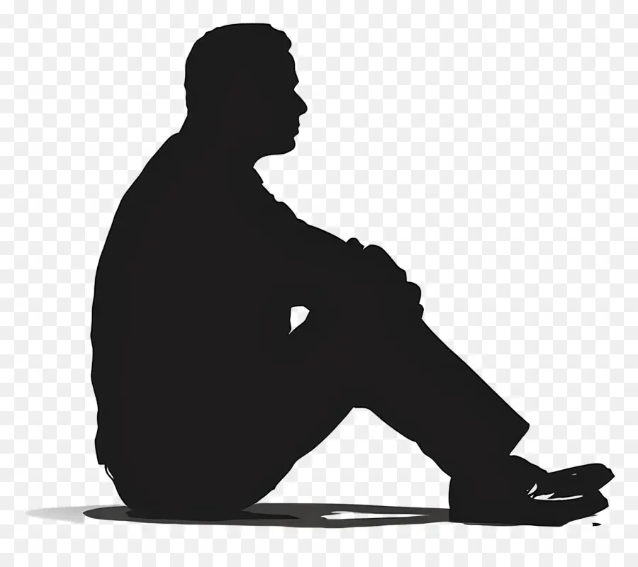 Siting Man Silhouette，นั่งเงา PNG