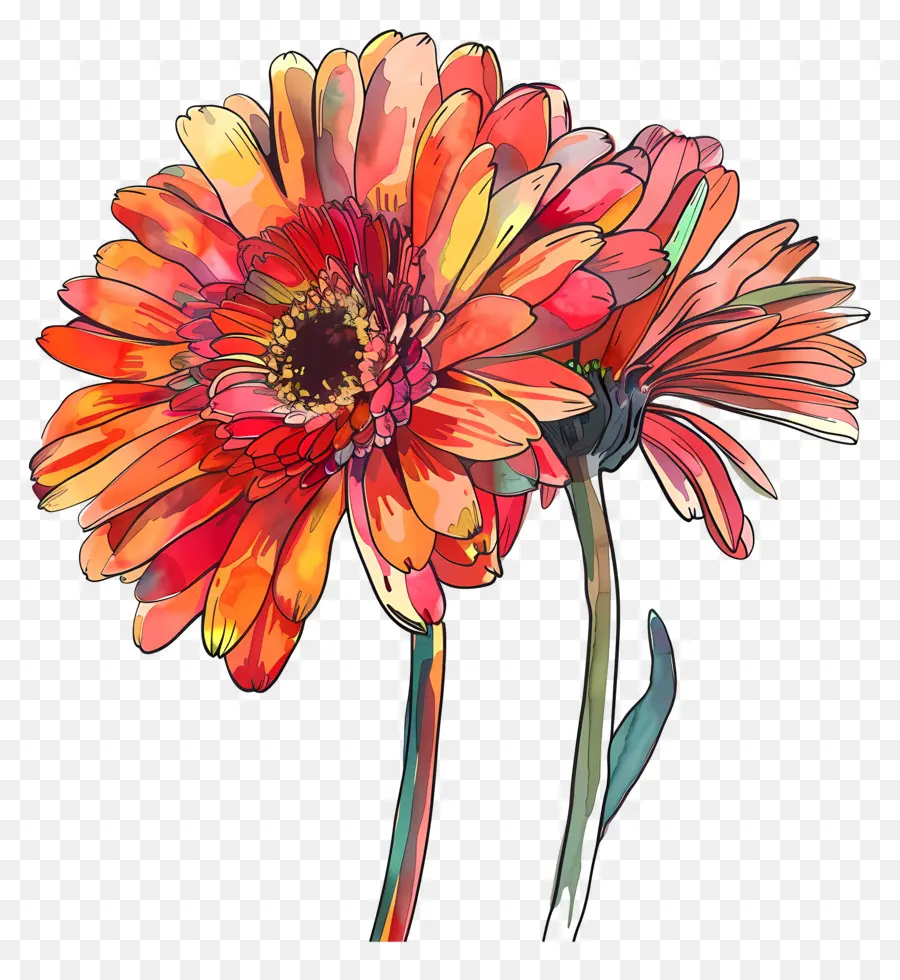 ดอกไม้ Gerberas，ดอกไม้สีส้ม PNG