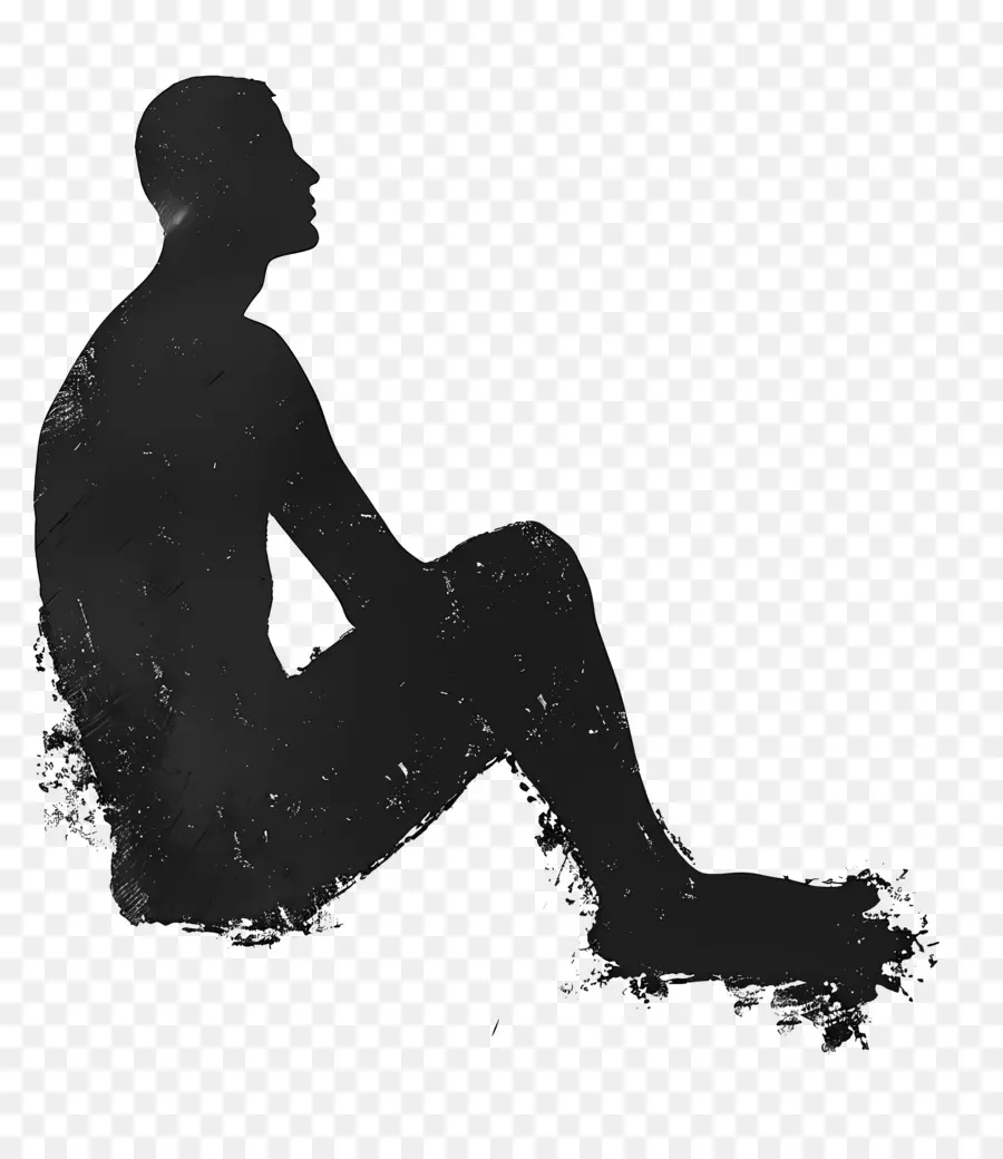 Siting Man Silhouette，ภาพเงาของบุคคล PNG