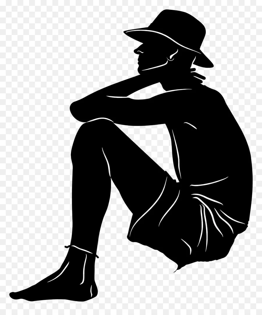 Siting Man Silhouette，คนนั่ง PNG