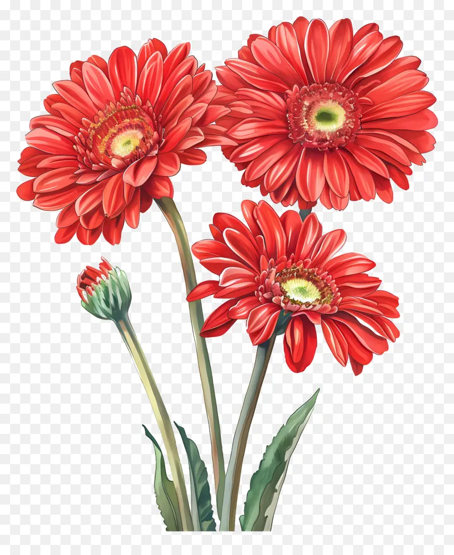 ดอกไม้ Gerberas，ดอกไม้สีแดง PNG