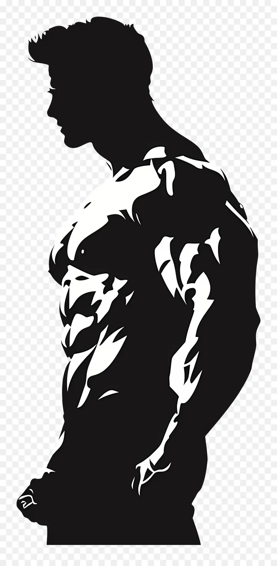 Muscle Man Silhouette，ภาพเงาของผู้ชาย PNG