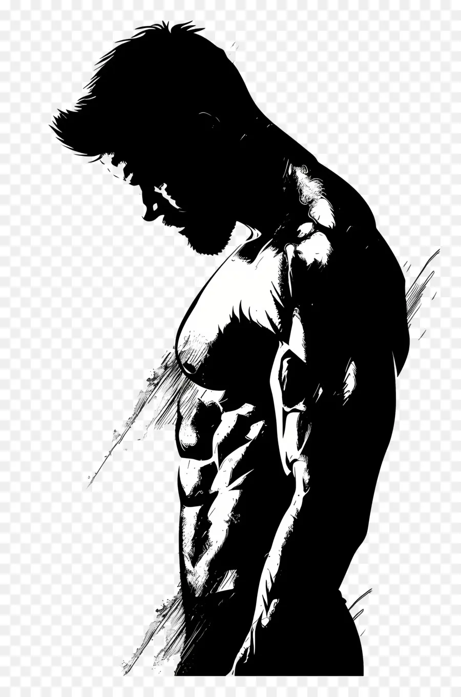 Muscle Man Silhouette，คนกล้ามเนื้อ PNG