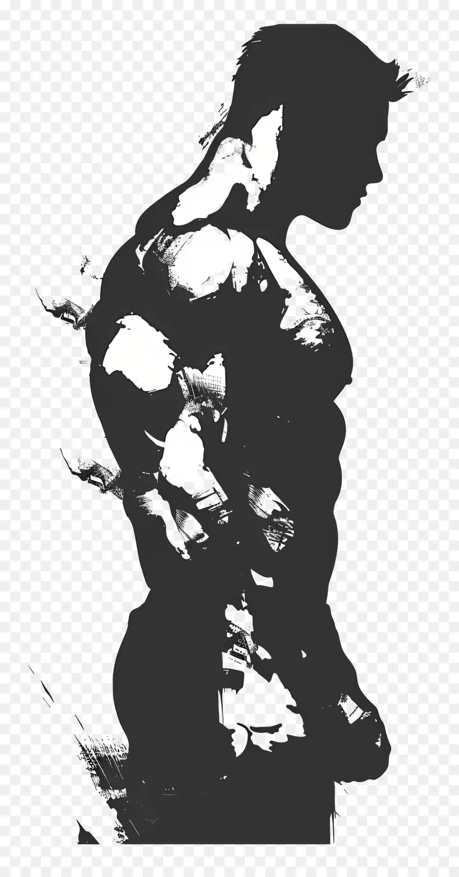 Muscle Man Silhouette，ภาพเงาของกล้ามเนื้อ PNG