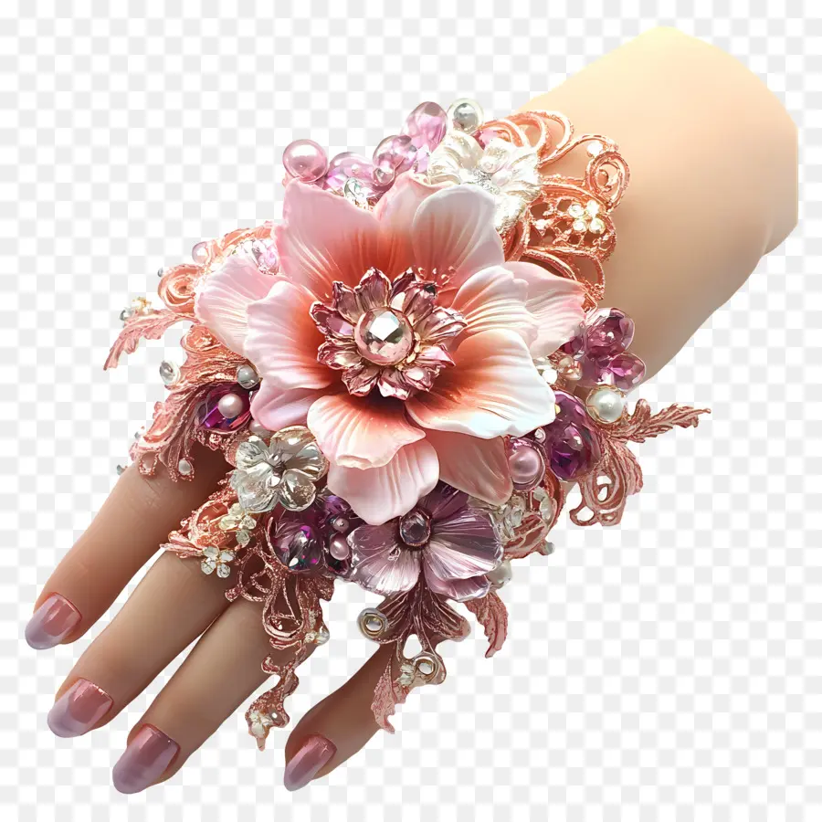 ดอกไม้ข้อมือพรหม，เครื่องประดับมือดอกไม้ PNG