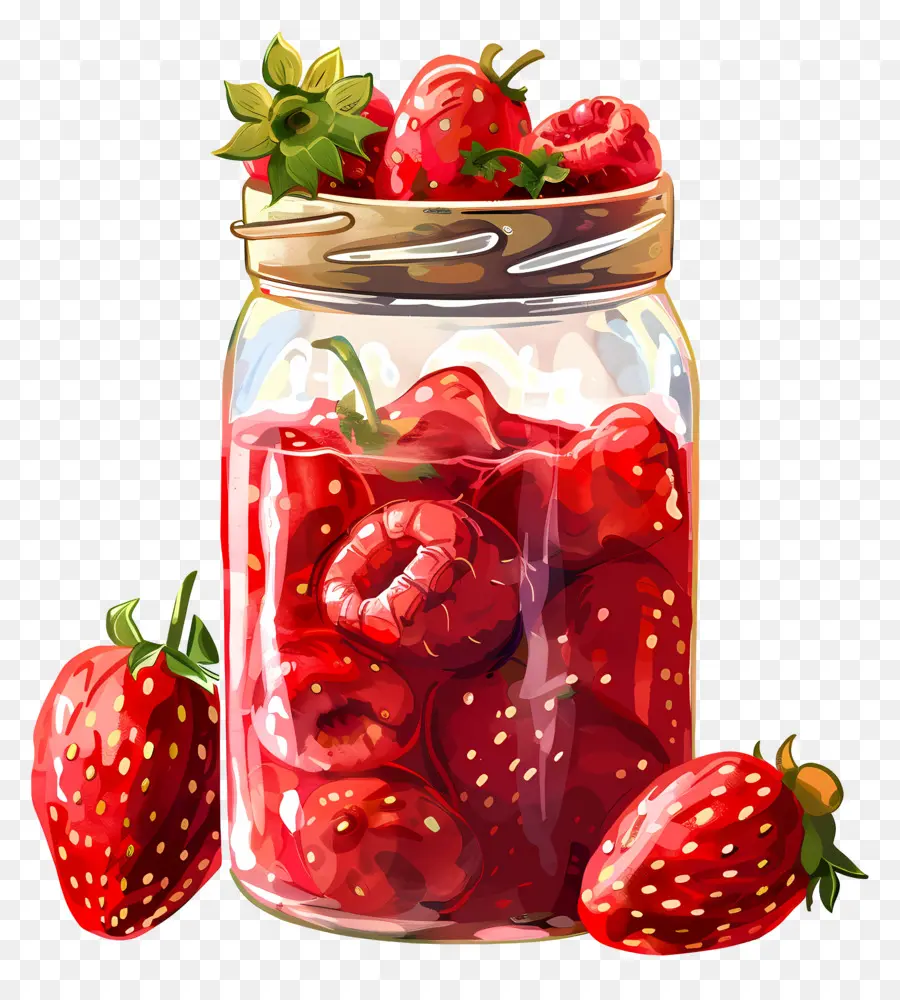 โถพุดดิ้งสตรอเบอร์รี่，Jar Of Strawberry Jam PNG