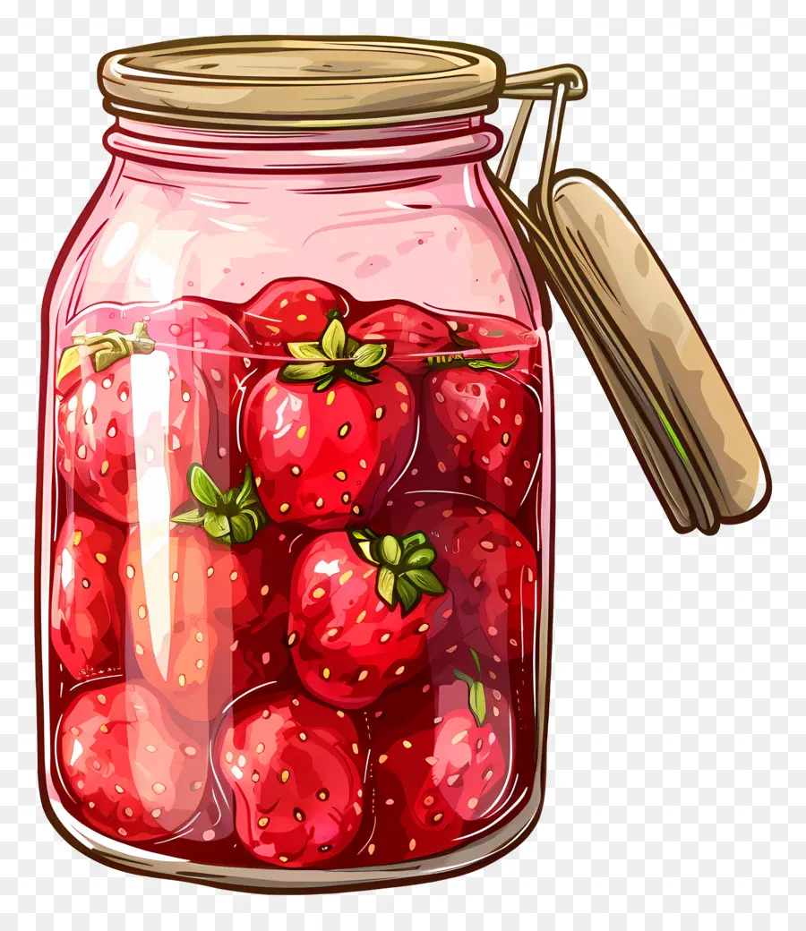 โถพุดดิ้งสตรอเบอร์รี่，Jar Of Strawberry Jam PNG